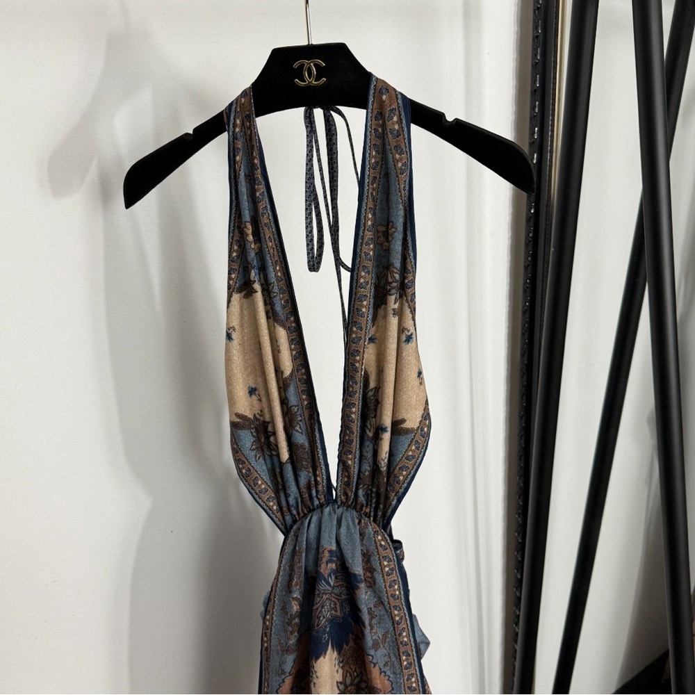 Zimmermann Deep V-Neck Backless Halter Dress 1 - Picture 3 of 7